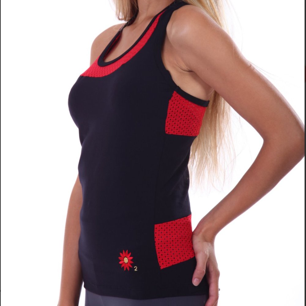 BRAND NEW Margarita Activewear Red & Black Razorback Tanktop